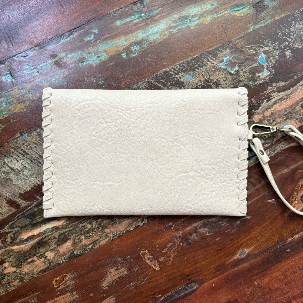 Hand Painted Bee Cream Wristlet - Picture 5 of 11